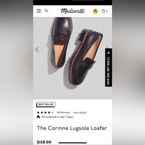 Madewell Corinne Lug Sole Loafer size 5 black